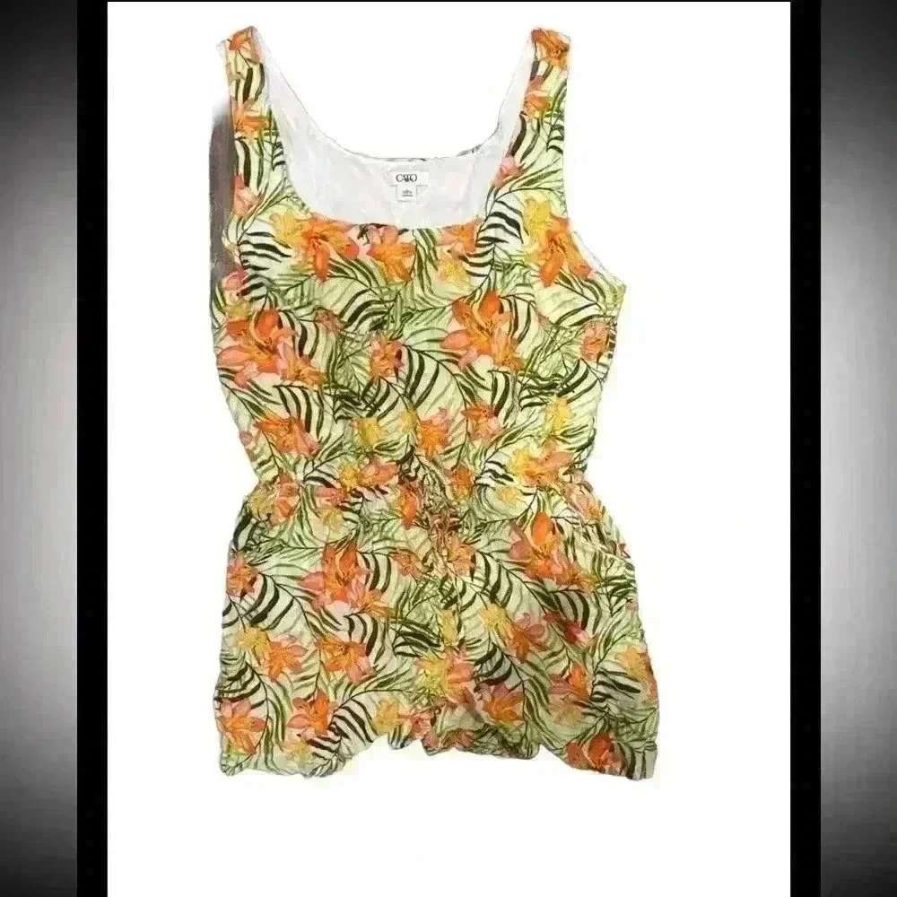 Cato Tropical Print Romper With Pockets